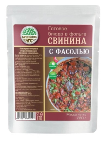 Консервы мясорастительные стерилизованные "Свинина с фасолью"