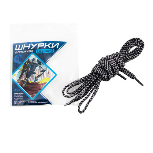 Купить шнурки следопыт плоские,ширина 0,7 см,длина 120 см,черно-серый в Сочи