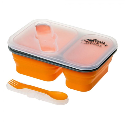 Контейнер Tramp силиконовый 2 отсека с ловилкой 900мл.TRC-090оранжевый
