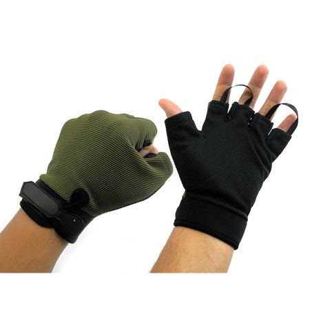 Перчатки Следопыт туристические зеленые, без пальцев 