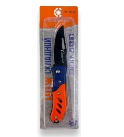 Нож Следопыт дл.клинка 65 мм ручка оранжевая-синяя