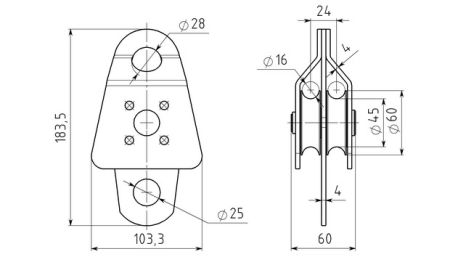  Блок-ролик Вертикаль двойной большой с подшипником в Сочи  