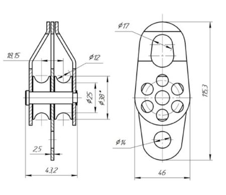  Блок-ролик Вертикаль двойной сталь с подшипником в Сочи  