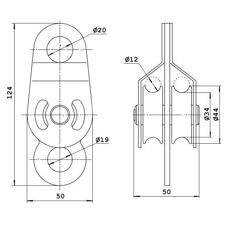  Блок-ролик Орион-Альп двойной сталь с подшипником в Сочи  