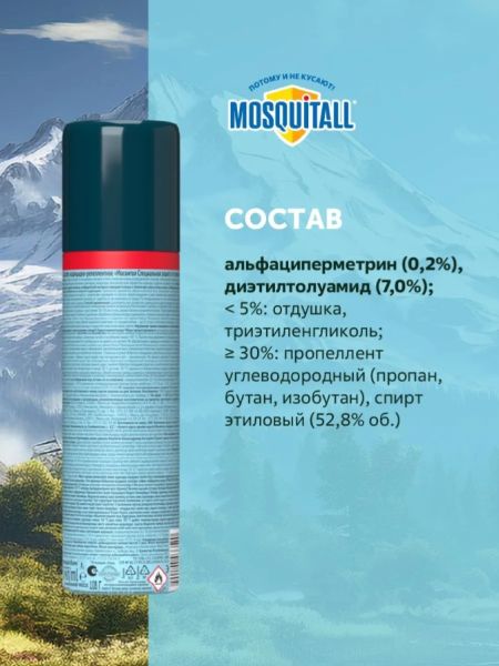 Акарицид MOSQUITALL "Специальная защита от клещей",аэрозоль,150 мл