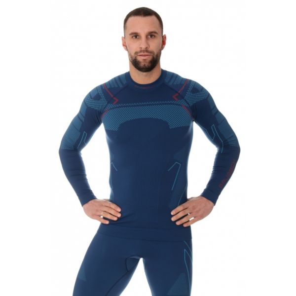 Футболка Brubeck Thermo Nilit Heat черный/голубой мужская в Сочи